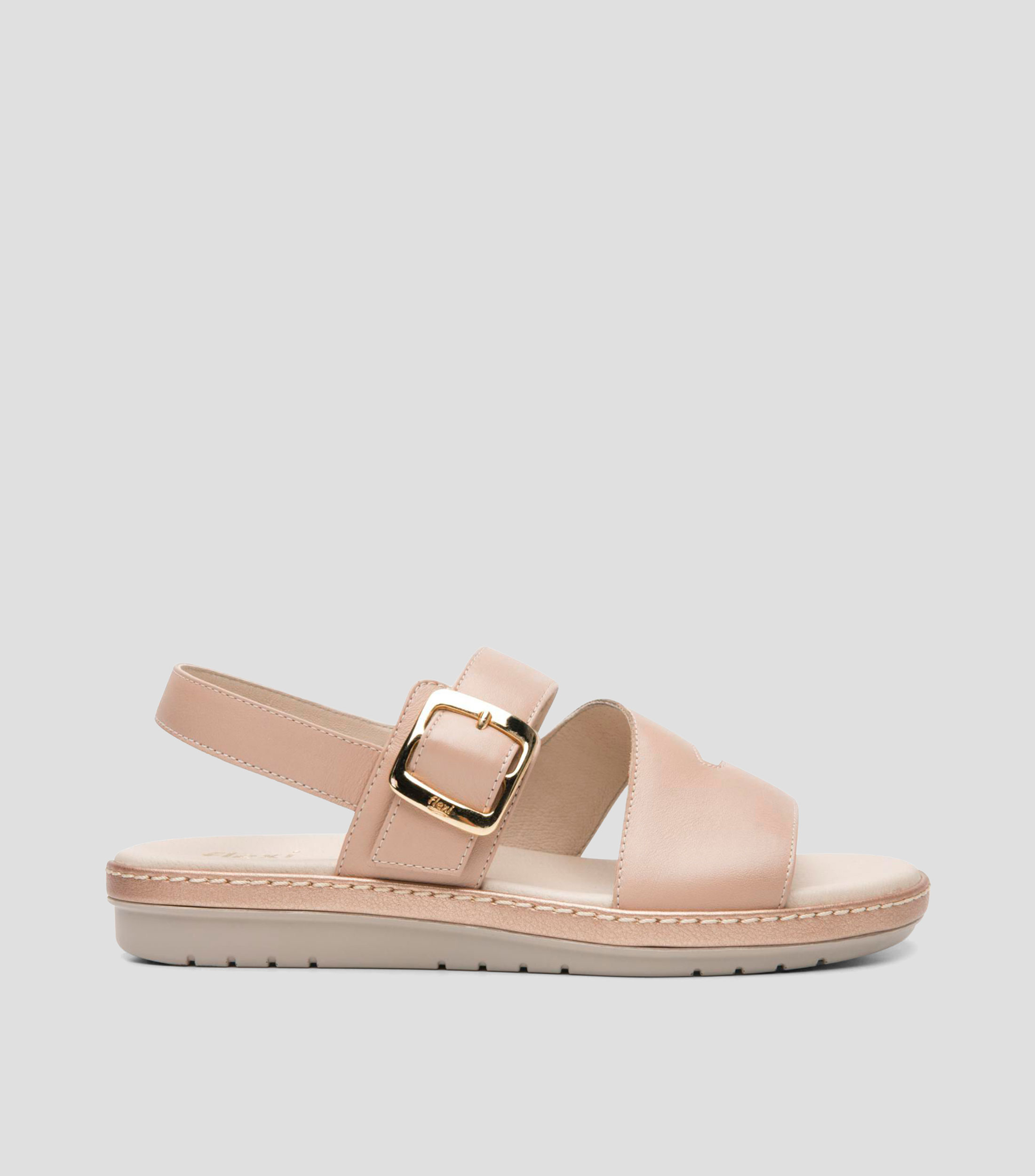 Sandalias de tacón bajo ancho en piel Peonia Mujer